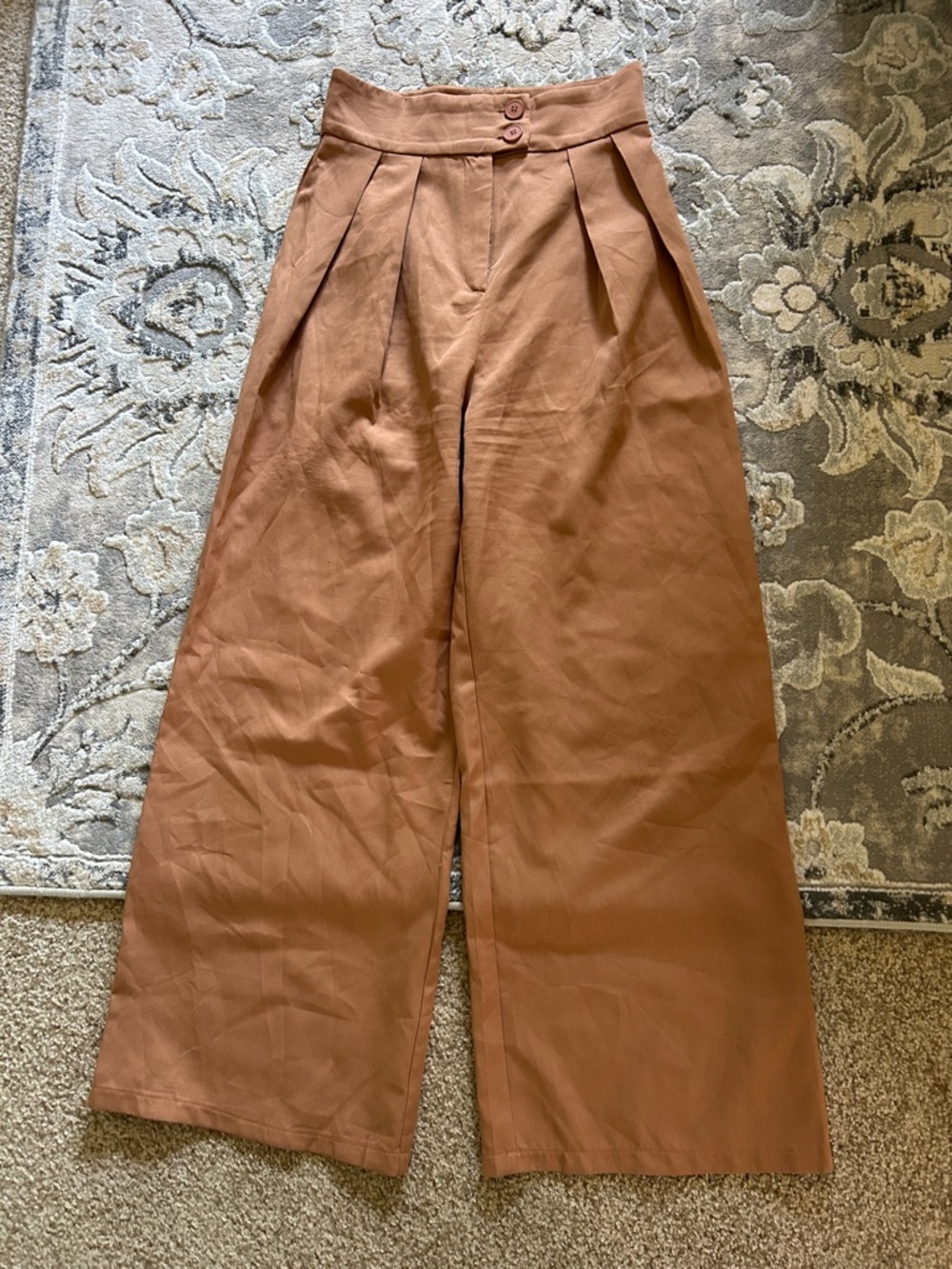 SHEIN Rust Brown High-Rise Trousers